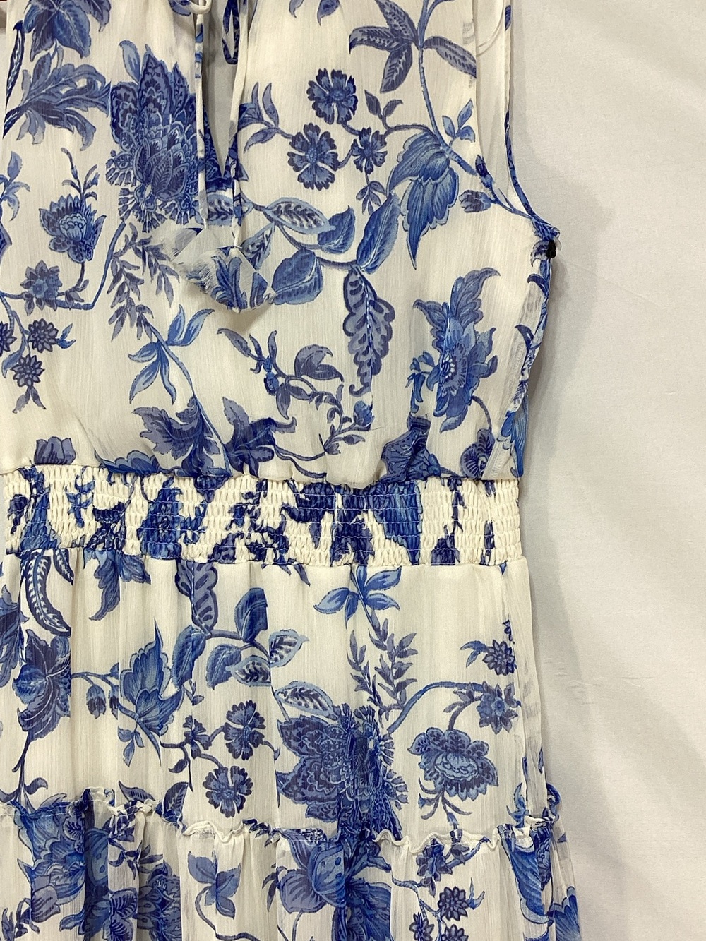 1. State White Maxi Dress with Blue Floral Print - Picture 7 of 16